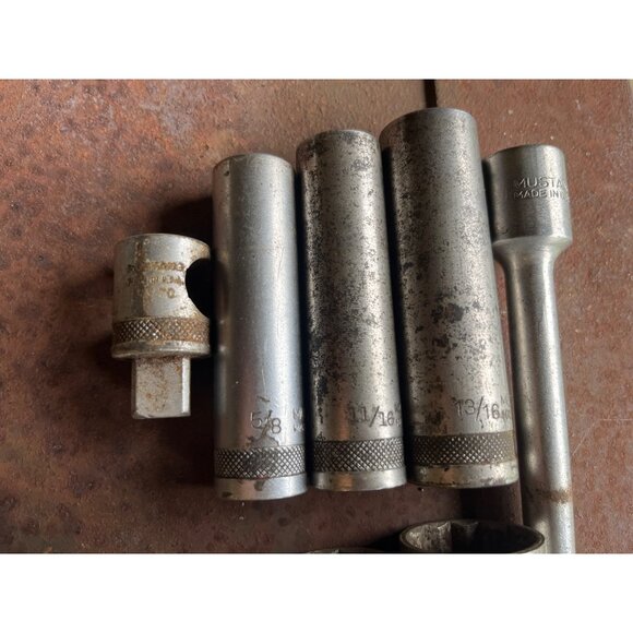 Vintage Mustang MS 41 1/2" Drive SAE Socket Set 13-Piece Chrome Vanadium Steel - Picture 6 of 8